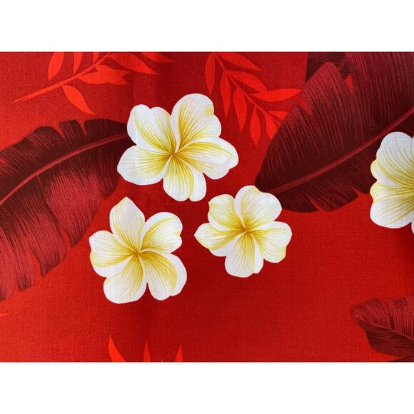 Printex Fabric Red Orange Hibiscus Tropical Print Fabric Vintage - Picture 2 of 6